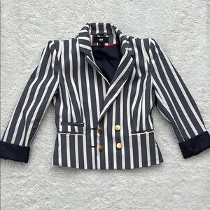 H&M Striped Blazer with Gold Buttons